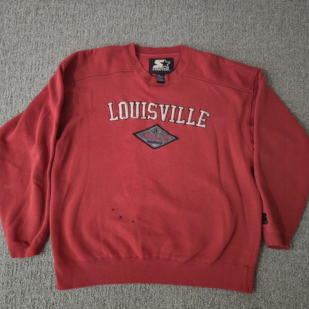 Vintage Starter Red University Of Louisville Cardinals Sweatshirt L NCAA